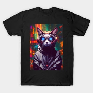 Techno Cat In Japan Neon City T-Shirt